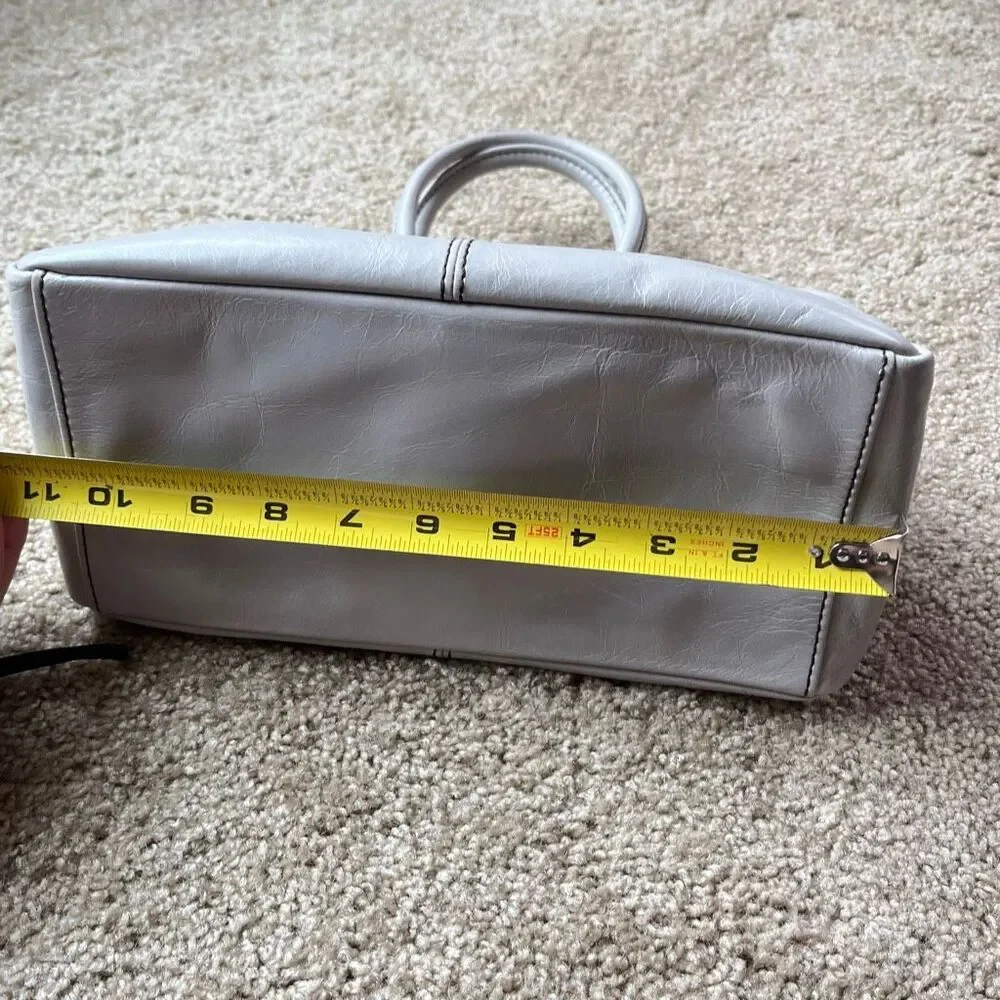 HOBO Sheila Leather Satchel Grey Top Handle Bag Minimal Quiet Luxury - Picture 14 of 16